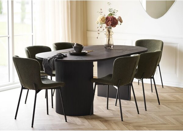 Set 7 piese Masa dining si scaune Boavista, Maro inchis, 210x59x75 cm