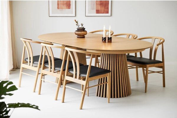 Set 7 piese Masa dining si scaune Osaka, Nuc deschis, 120x120x77 cm