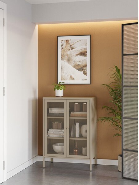 Кремаво метално шкафче 70x100x40 cm Fayna – Marckeric