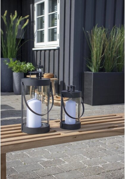 Set 2 piese Lanterne Bondi, Negru, 15x15x32 cm
