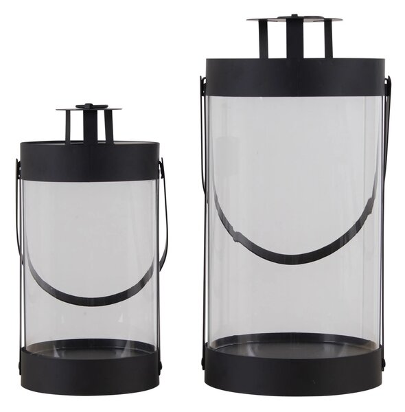 Set 2 piese Lanterne Bondi, Negru, 15x15x32 cm