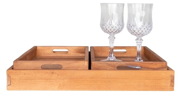 Set 3 piese Tavi decorative Faro, Teak, 39x29x5 cm