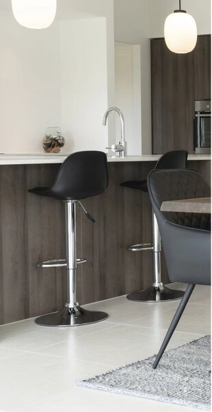 Scaun de bar tapitat Trondheim, Negru , 41x39x104 cm