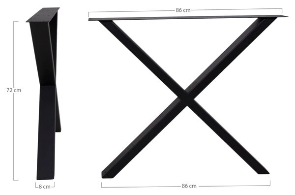 Picioare metalice pentru masa Nimes, Negru , 86x8x70.8 cm