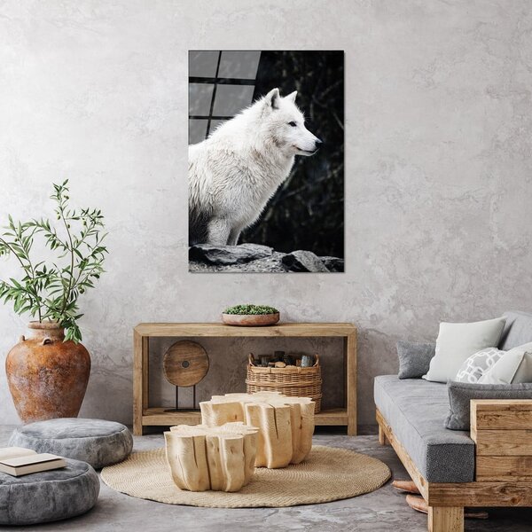 Живопис върху стъкло 70x100 cm White Wolf - Wallity