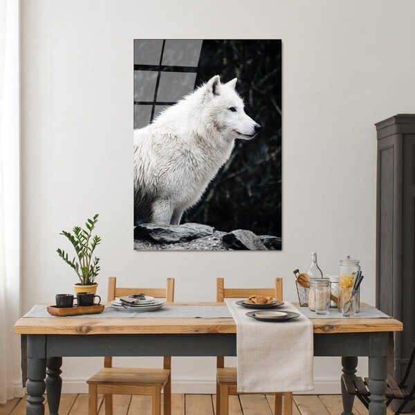 Живопис върху стъкло 70x100 cm White Wolf - Wallity