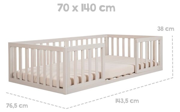 Светлосиво детско легло 70x140 cm с включена подматрачна рамка – Roba