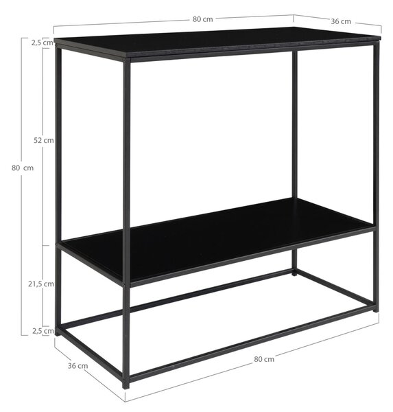 Masa consola Vita, Negru, 36x80x80 cm