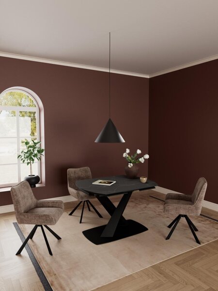 Masa dining Morella, Negru, 77x180x90 cm