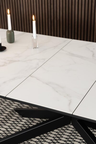 Masa dining Irwine, Alb, 76x240x100 cm