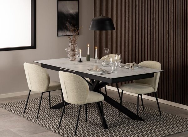 Masa dining Irwine, Alb, 76x240x100 cm