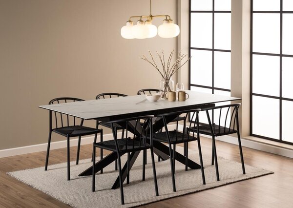 Masa dining Irwine, Alb, 76x210x90 cm