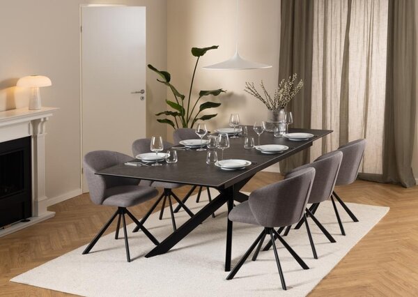 Masa dining Irwine, Negru, 76x240x100 cm