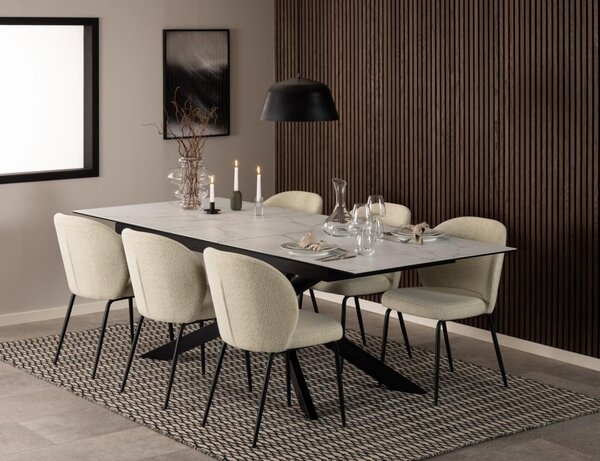 Masa dining Irwine, Alb, 76x240x100 cm