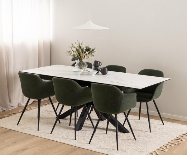 Masa dining Heaven, Alb, 76x210x90 cm