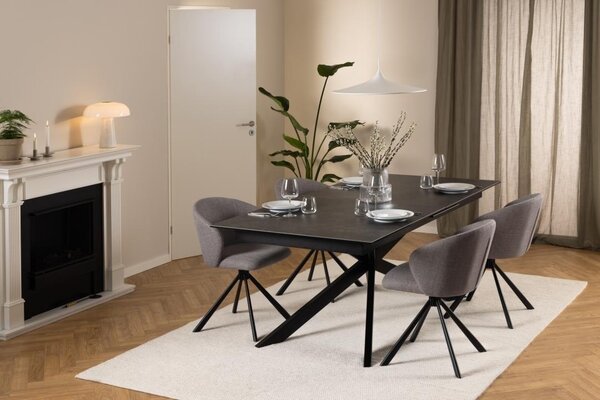 Masa dining Irwine, Negru, 76x240x100 cm