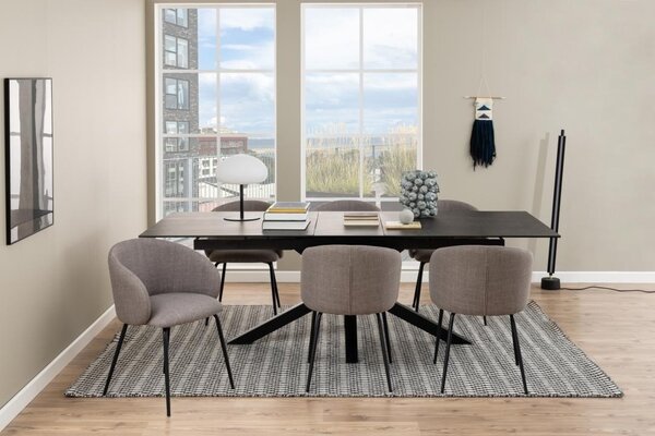 Masa dining Heaven, Negru, 76x240x100 cm