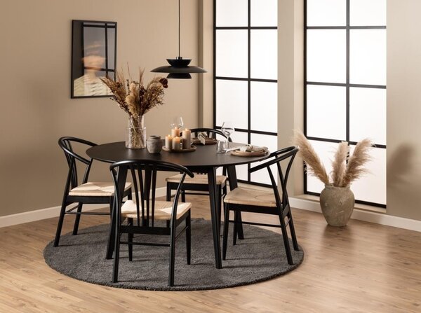 Masa dining Roxby, Negru, 76x140x140 cm