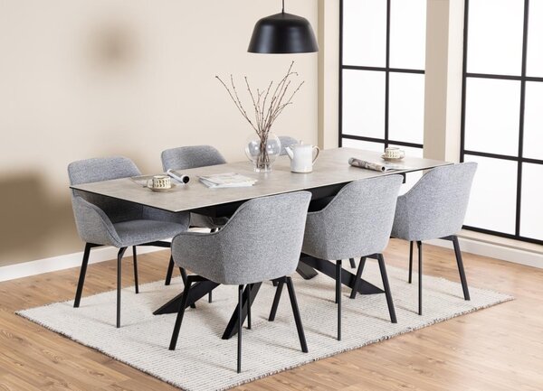 Masa dining Irwine, Gri, 76x210x90 cm