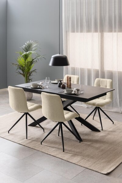 Masa dining Irwine, Negru, 76x210x90 cm