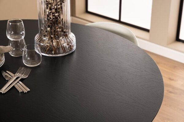 Masa dining Roxby, Negru, 76x140x140 cm