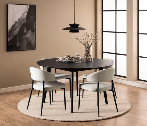 Masa dining Roxby, Negru, 76x140x140 cm