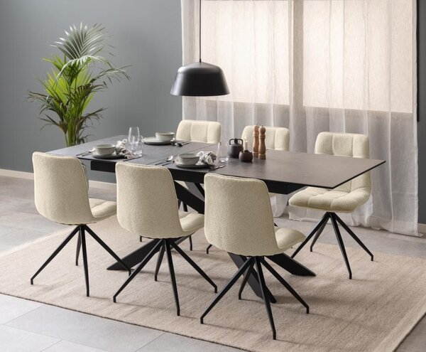 Masa dining Irwine, Negru, 76x210x90 cm