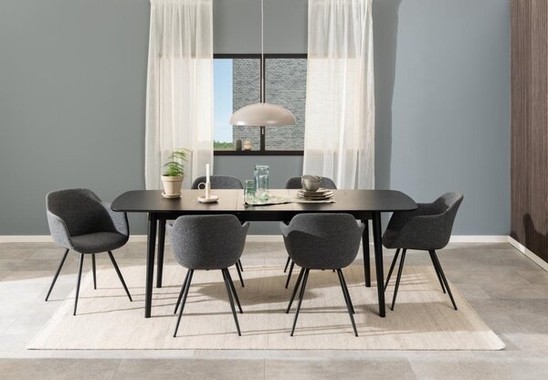 Masa dining Montreux, Negru, 75x219x90 cm