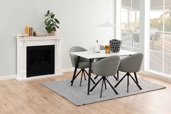 Masa dining Wicklow, Alb, 75x140x80 cm