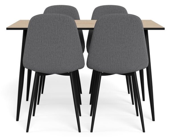 Set 5 piese Masa dining si Scaune Wilma, Alb, 75x120x80 cm