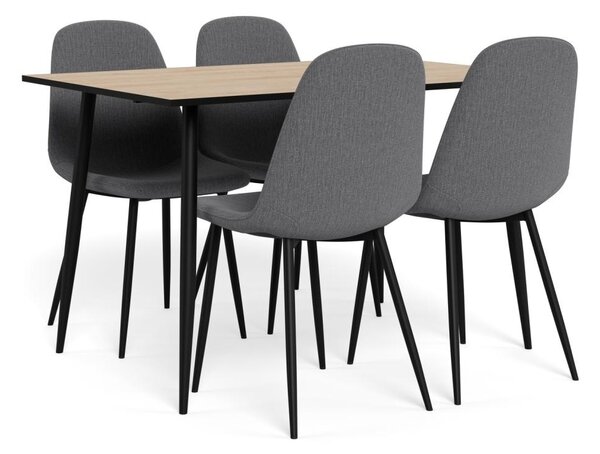 Set 5 piese Masa dining si Scaune Wilma, Alb, 75x120x80 cm