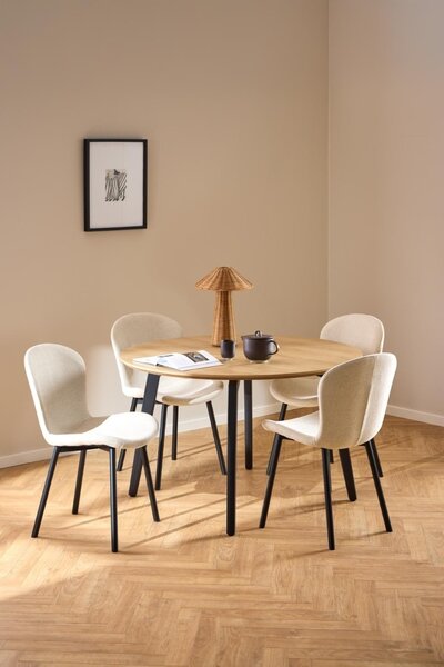 Set 5 piese Masa dining si Scaune Cadiz V8, Natural, 75x120x120 cm