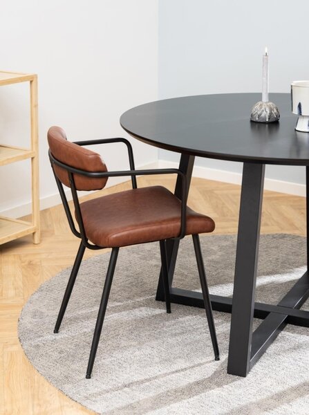Masa dining Malika, Negru, 75x120x120 cm