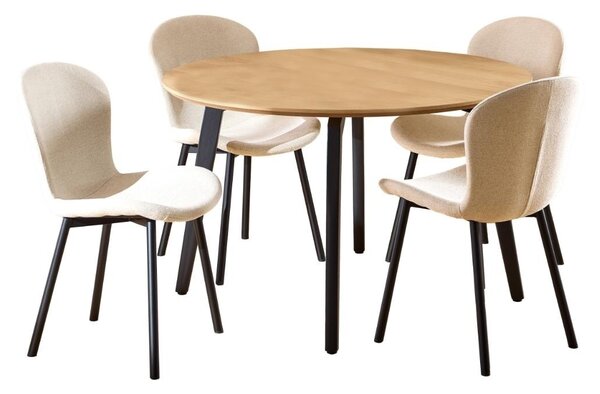 Set 5 piese Masa dining si Scaune Cadiz V8, Natural, 75x120x120 cm