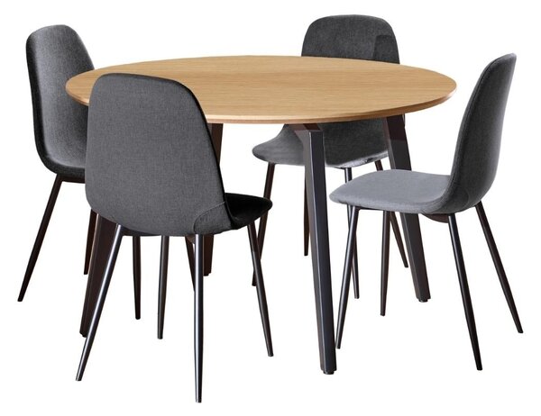 Set 5 piese Masa dining si Scaune Cadiz V9, Natural, 75x120x120 cm