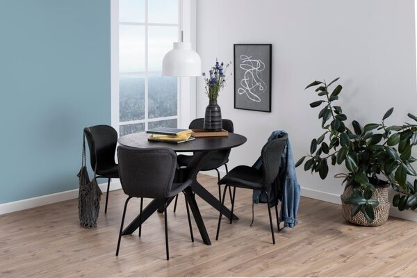 Masa dining I_Duncan, Negru, 75x105x105 cm