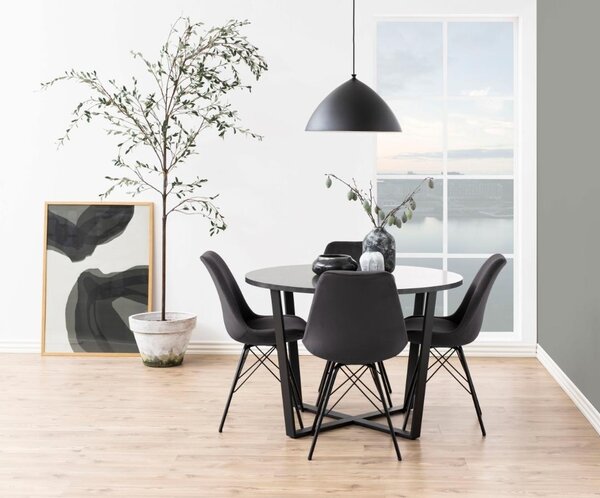 Masa dining Amble, Negru, 75x110x110 cm