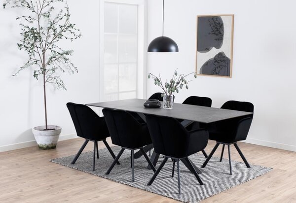 Masa dining Heaven, Negru, 75.5x200x100 cm