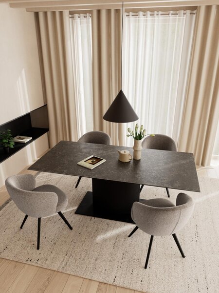 Masa dining Marbella, Negru, 75.5x200x100 cm