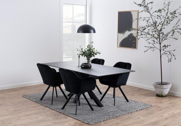 Masa dining Heaven, Negru, 75.5x200x100 cm