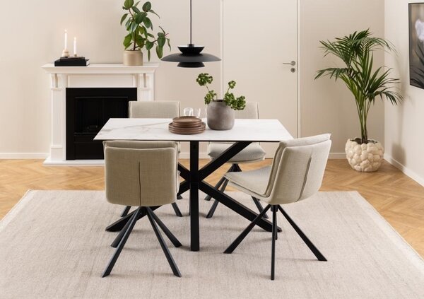 Masa dining Heaven, Alb, 75.5x135x80 cm