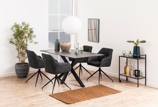 Masa dining Heaven, Negru, 75.5x160x90 cm