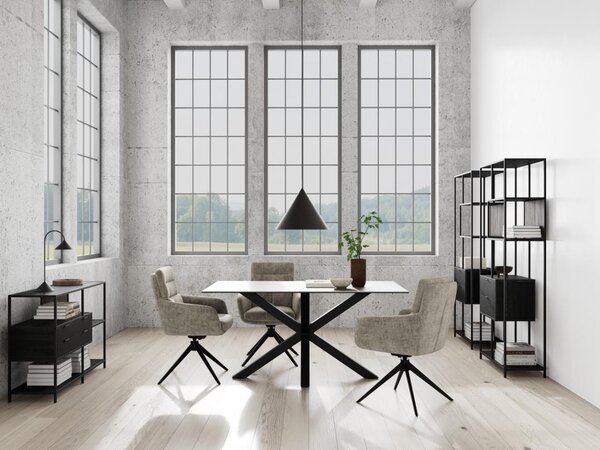 Masa dining Heaven, Negru, 75.5x160x90 cm
