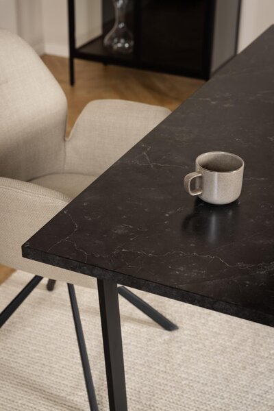 Masa dining Amble, Negru, 74x160x90 cm