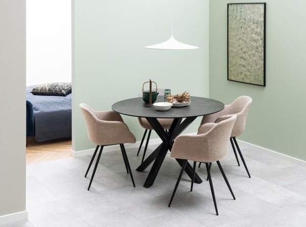 Masa dining Heaven, Negru, 75.5x119x119 cm