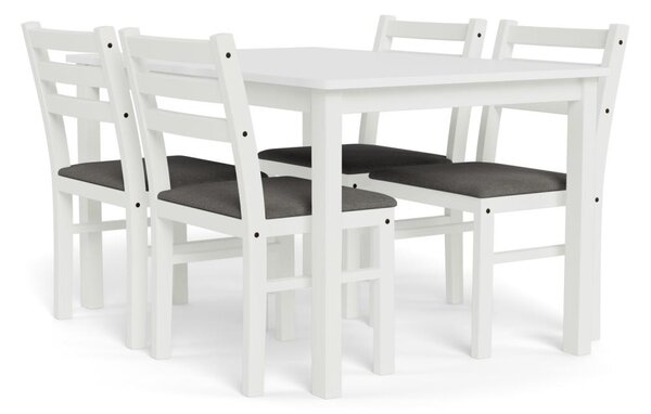 Set 5 piese Masa dining si Scaune Alicante, Alb, 74.5x110x70 cm