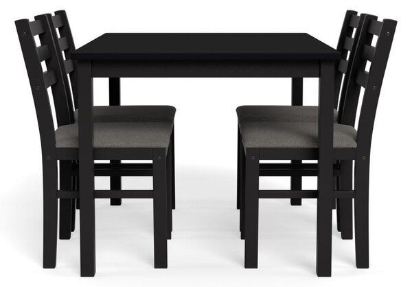 Set 5 piese Masa dining si Scaune Alicante, Negru, 74.5x110x70 cm