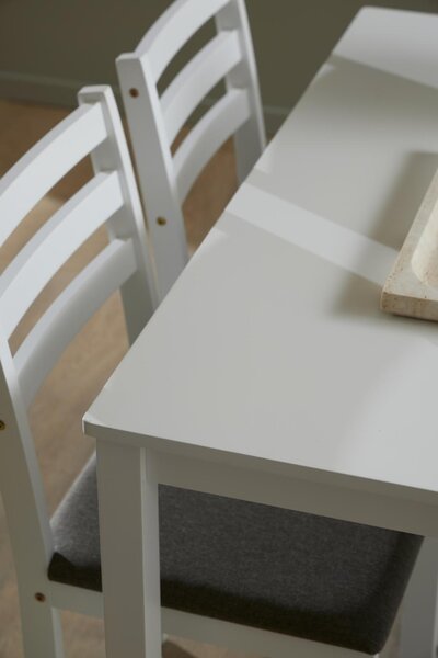 Set 5 piese Masa dining si Scaune Alicante, Alb, 74.5x110x70 cm