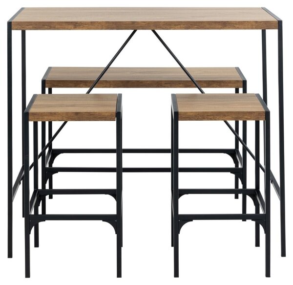 Set 4 piese Masa de bar cu banca si scaune Bahamas, Natural, 105x120x60 cm
