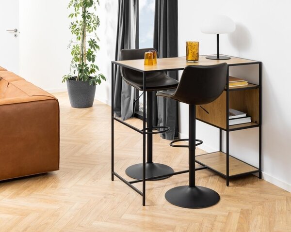 Scaun de bar I_Oregon, Negru, 110x47x51 cm
